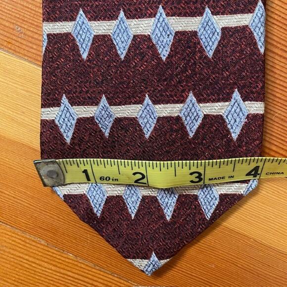 Guess Vintage Retro Imported Silk Tie Made in USA American Classic Gold Burgundy - Picture 4 of 6